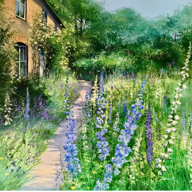 Heather Howe – Delphinium Cottage. Hand Signed, Limited Edition Print