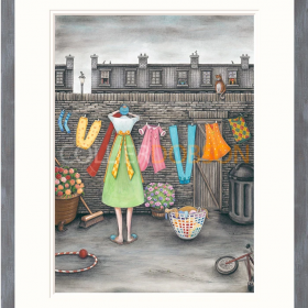 Dotty Earl – The New Dog Basket. Limited Edition Print. Hand Signed by the Artist Framed