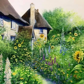 Heather Howe – Sunflower Cottage. Hand Signed, Limited Edition Print