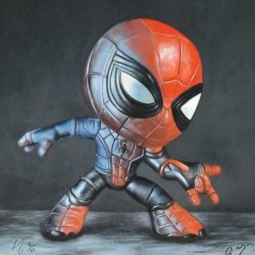 Chris Morgan – Spiderman - Bobblehead - Paper, Limited Edition Print. Hand Signed by the Artist