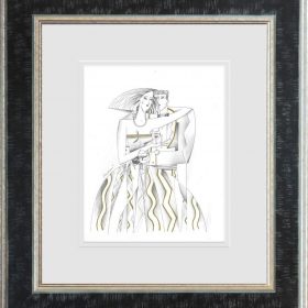 Andrei Protsouk ‘Lord and Lady III’ Line Study Limited Edition Hand Signed Print Framed