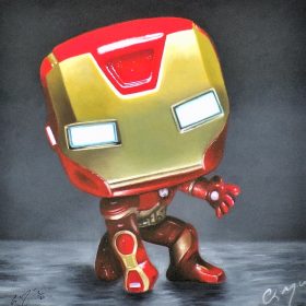 Chris Morgan – Iron Man – Bobblehead - Paper, Limited Edition Print. Hand Signed by the Artist