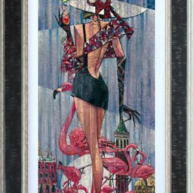Andrei Protsouk 'Piazza San Flamingo' Hand Signed Limited Edition Print Framed