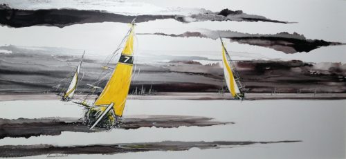 Louise Schofield – Sailing Yellow. Original Artwork. Hand Signed