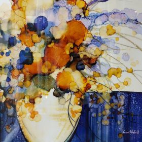 Louise Schofield – Orange Blooms. Original Artwork. Hand Signed
